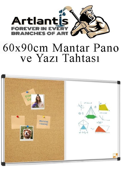 Çift Fonksiyonlu Yazı Tahtası ve Mantar Pano 60X90 cm 1 Adet Alüminyum Çerçeveli Yazı Tahta Kalemi ve Silgisi Harita Çivisi fiyatları