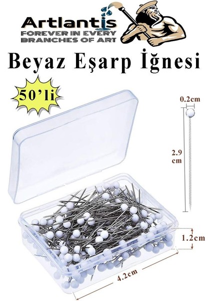 Eşarp Iğnesi Beyaz 50 Li 1 Paket Türban Iğnesi Başörtüsü Toplu Iğne Şal Düğün Nikah Nişan Kına Sünnet Takı Iğnesi