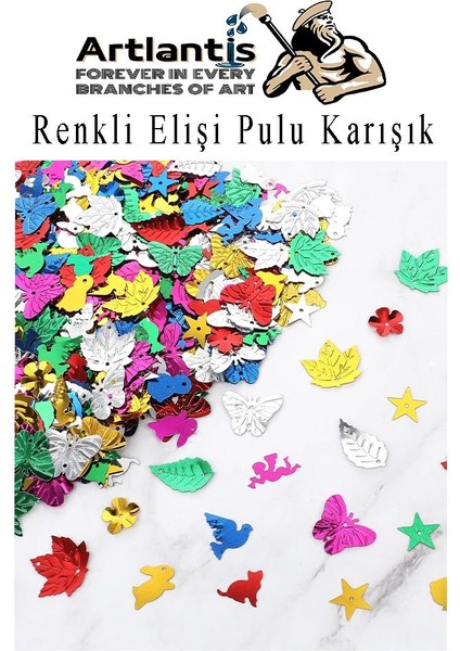 Elişi Pulu Karışık Şekilli 200 Lü 1 Paket Renkli Şekilli Pul Yanardöner Payet Pırıltılı Süs Okul Öncesi Kreş Ana Sınıfı fırsatları
