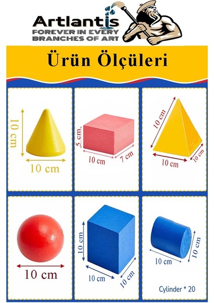 Geometrik Cisimler ve Şekiller Büyük Boy 1 Paket Matematik Ders Materyali 10 cm 6 Parça Prizma Küp Silindir Küp Koni fiyatları