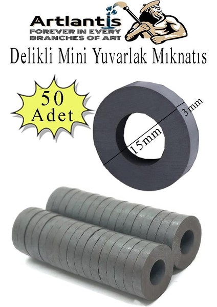 Yuvarlak Delikli Mıknatıs Mini 50 Adet 15X3 mm Mini Mıknatıs Seramik Kömür Mıknatıs Nişan Düğün Sünnet Çok Amaçlı Süsleme Mıknatıs