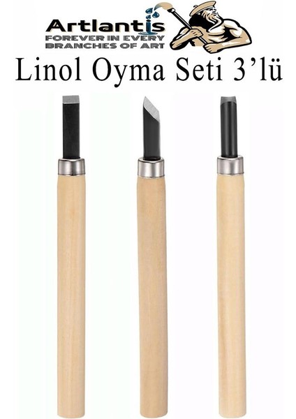 Linol Oyma Seti 3 Parça 1 Paket Linol Oyma Kesme Bıçak Seti 3 Bıçaklı Linolyum Baskı Ahşap Saplı