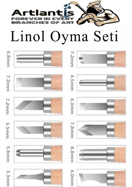 Linol Oyma Seti 3 Parça 1 Paket Linol Oyma Kesme Bıçak Seti 3 Bıçaklı Linolyum Baskı Ahşap Saplı