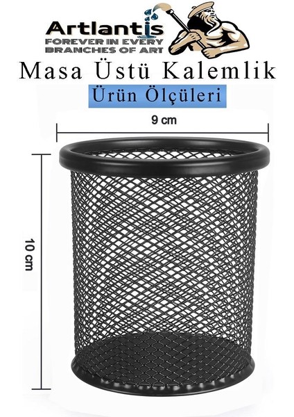 Siyah Silindir Masa Üstü Kalemlik 1 Adet Metal Fileli Renkli Perforeli Yuvarlak Kalemlik Ofis Büro Okul fiyatları