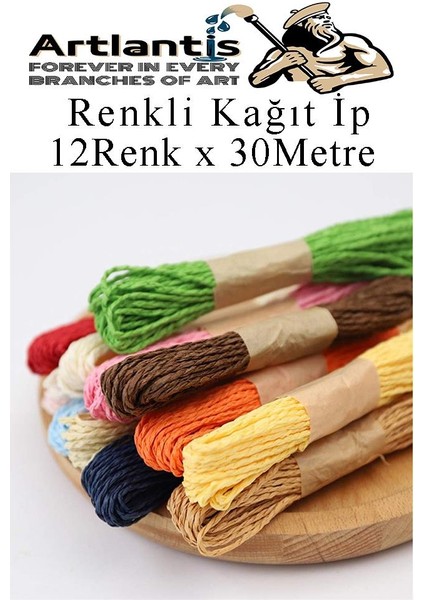 Kağıt Ip 12 Renk 1 Paket Kraft Kağıt Ip 12 Li 30 Metre Hobi Hediye Paketleme Kağıt Ip fiyatları