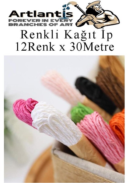 Kağıt Ip 12 Renk 1 Paket Kraft Kağıt Ip 12 Li 30 Metre Hobi Hediye Paketleme Kağıt Ip indirimleri
