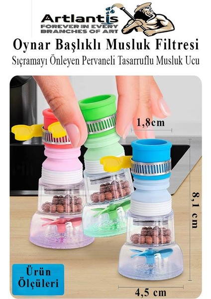 Oynar Başlıklı Musluk Filtresi 1 Adet Musluk Başlıgı Sıçramayı Önleyen Pervaneli Tasaruflu Batarya Ucu Mutfak Banyo modelleri
