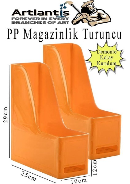 Turuncu Magazinlik Demonte Plastik 2 Adet Plastik Kutu Klasörü Magazinlik A4 Dosya ve Masa Düzenleyici Sınıf Ev Ofis