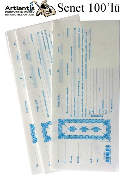 Senet Koçanı 100 Lü 1 Paket Senet Bono Borç Alacak Senedi Poşetli 12X25 cm