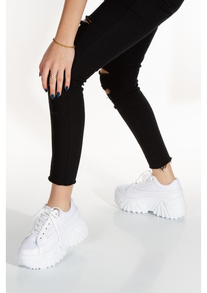 Siyah Taş Detaylı Rahat Yüksek Taban Paraşüt Günlük Kadın Siyah Sneaker Spor Ayakkabı modelleri