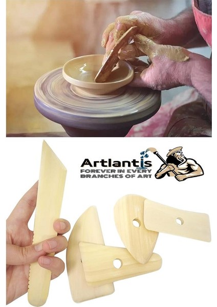 Yassı Ebeşuar 5 Li 1 Paket Seramik Çömlek Kil Heykel Kazıyıcı Şekillendirme Aleti Ahşap Kil Modelleme Şekillendirici modelleri