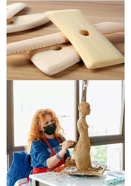 Yassı Ebeşuar 5 Li 1 Paket Seramik Çömlek Kil Heykel Kazıyıcı Şekillendirme Aleti Ahşap Kil Modelleme Şekillendirici indirimleri