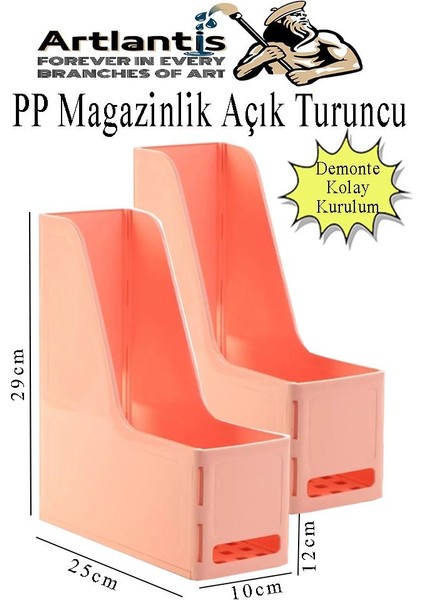 Açık Turuncu Magazinlik Demonte Plastik 2 Adet Plastik Kutu Klasörü Magazinlik A4 Dosya ve Masa Düzenleyici Sınıf Ev Ofis