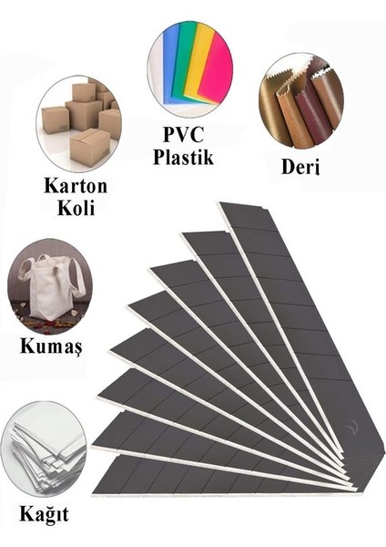 Maket Bıçağı Yedeği Geniş 5 Tüp 10 Lu 18 mm Sdı Falçata Bıçağı Yedek Ağızları Koli Karton Kesici Hobi modelleri