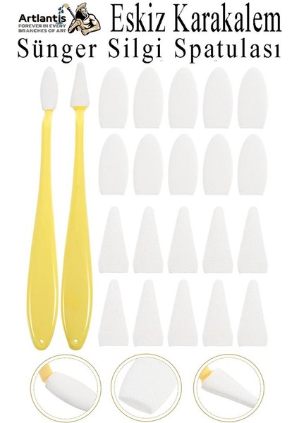 Sünger Silgi Spatulası 1 Paket Eskiz Karakalem Karıştırıcı Sünger Silici Spatula Eskiz Sileceği