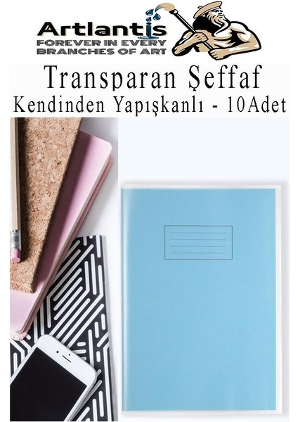 Hazır Defter Kaplığı Şeffaf Buzlu Renkli A4 10 Adet 1 Paket Cırtlı Ayarlanabilir Kendinde Yapışkanlı Kaplık Okul Sınıf