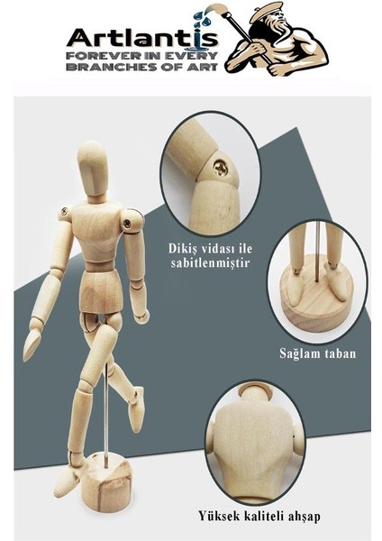 Ahşap Insan Modeli 20 cm 1 Adet Insan Figürlü Ahşap Model Manken Resim Ressam Eğitimi Tahta Adam Kukla Stilist