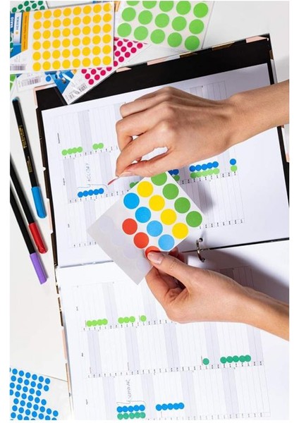 32 mm Renkli Hazır Yuvarlak Etiket 60 Lı 1 Paket Mix Color Ofis Etiketleri Kendinden Yapışkanlı Nokta Etiket