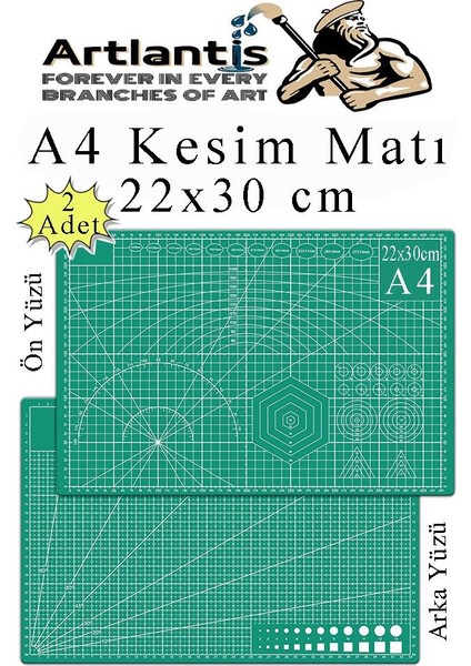 Kesim Matı A4 22X30 cm Çift Taraflı 2 Adet Çizim Matı Kesme Madı Kesim Tablası Kesim Altlığı