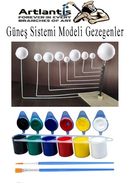 Boyanabilir Güneş Sistemi Modeli 9 Lu 1 Paket Gezegenler Sistemi Strafor Köpük Top Guaj Boya Fırça Seti Maket Deney Okullar Için Öğretici