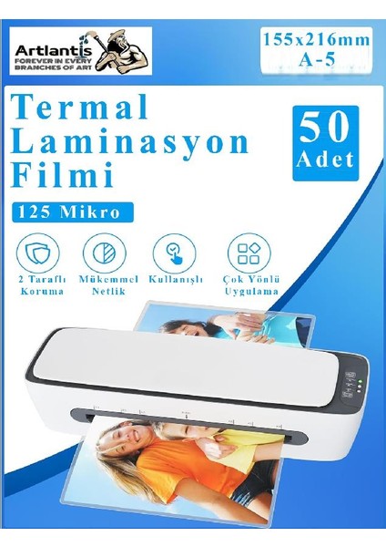 Laminasyon Filmi Parlak A5 50 Li 1 Paket 125 Mikron Laminasyon Kaplama Pvc Kaplama Poşeti 50 Adet