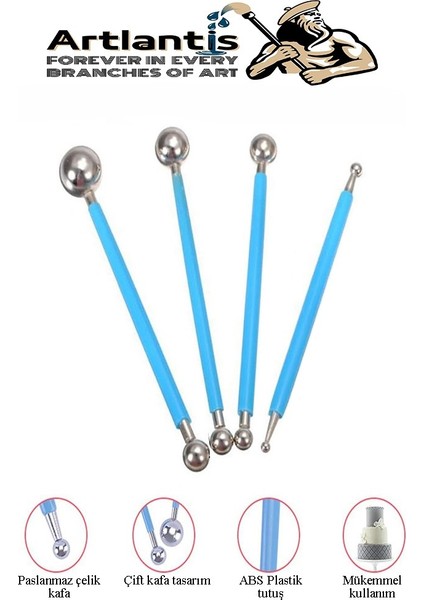 Top Uçlu Pasta Şekil Verme ve Modelleme Seti 4 Lü 1 Paket Top Ütü Çiçek Ütüsü Şeker Hamuru Şekillendirme Pasta Fondan fırsatları