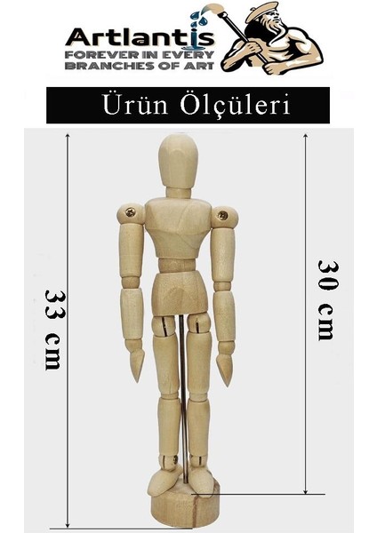 Ahşap Insan Modeli 30 cm 1 Adet Insan Figürlü Ahşap Model Manken Resim Ressam Eğitimi Tahta Adam Kukla Stilist