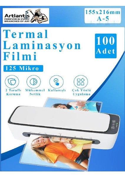 Laminasyon Filmi Parlak A5 100 Lü 1 Paket 125 Mikron Laminasyon Kaplama Pvc Kaplama Poşeti 100 Adet
