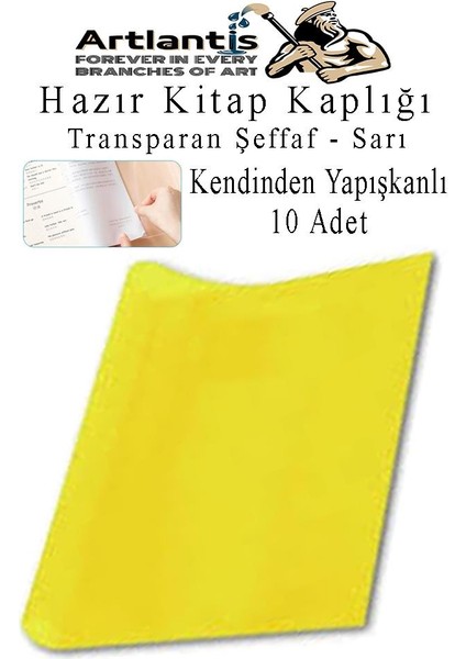 Hazır Kitap Kaplığı Şeffaf Buzlu Sarı 10 Adet 1 Paket Cırtlı Ayarlanabilir Kendinde Yapışkanlı Kaplık Okul Sınıf