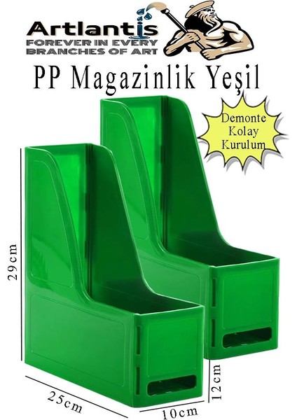Yeşil Magazinlik Demonte Plastik 2 Adet Plastik Kutu Klasörü Magazinlik A4 Dosya ve Masa Düzenleyici Sınıf Ev Ofis