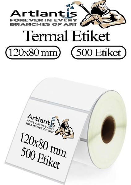 120X80 mm Barkod Etiketi Yapışkanlı 1 Adet Rulo Etiket Termal Barkot Terazi Etiketi 500 Lü Barkod Yazıcılara Uyumludur