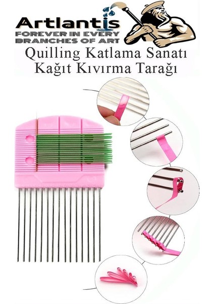 Quiling Tarağı 1 Adet Quling Kağıt Şekillendirme Tarağı Plastik Sap Metal Uç 8X15 cm fiyatları