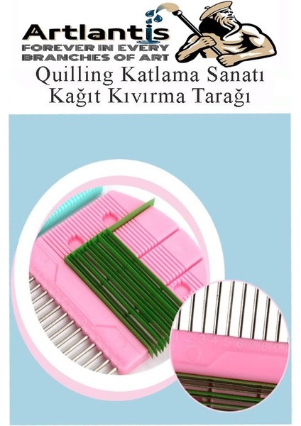 Quiling Tarağı 1 Adet Quling Kağıt Şekillendirme Tarağı Plastik Sap Metal Uç 8X15 cm modelleri