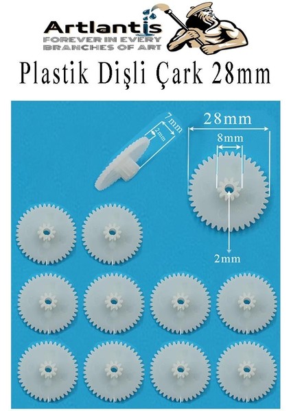 Plastik Dişli Çark 10 Adet 1 Paket Dış Çapı 28 mm Iç Çapı 2 mm Okul Deney Motor Çarkı Palstik Dişliler