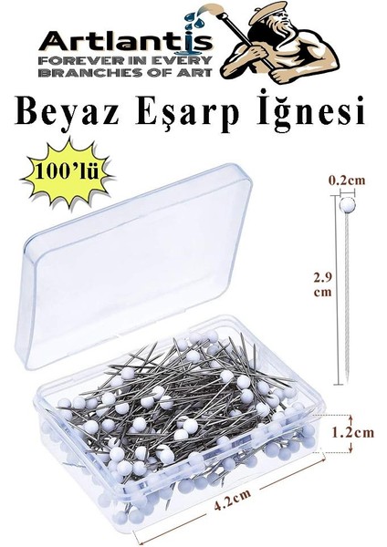 Eşarp Iğnesi Beyaz 100 Lü 1 Paket Türban Iğnesi Başörtüsü Toplu Iğne Şal Düğün Nikah Nişan Kına Sünnet Takı Iğnesi