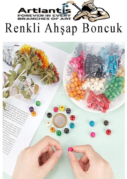 Renkli Ahşap Boncuk 10 mm 150 Adet Renkli Tahta Boncuk El Işi Okul Öncesi Kreş Anasınıfı Proje Tasarım Ödev Elişi modelleri