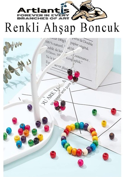 Renkli Ahşap Boncuk 10 mm 150 Adet Renkli Tahta Boncuk El Işi Okul Öncesi Kreş Anasınıfı Proje Tasarım Ödev Elişi indirimleri