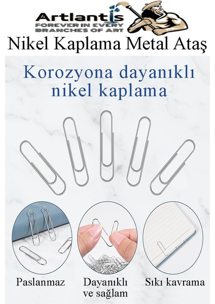 Büyük Metal Ataş No 7 70 mm 50 Li 1 Paket Nikel Kaplama Metal Ataç Dayanıklı Paslanmaz 65 Sayfa Kapasite Jumbo Dev Ataş