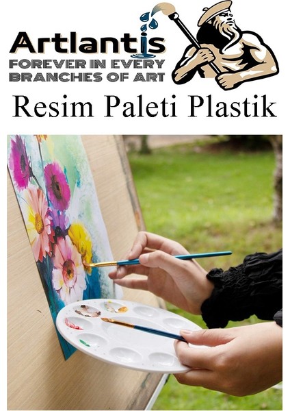 Plastik Masa Üstü 10 Hazneli Resim Paleti 5 Li Plastik Spatula 1 Paket Ressam Paketi Sanatsal Esnek Plastik Palet Bıçağı