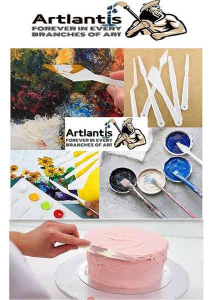 Plastik Masa Üstü 10 Hazneli Resim Paleti 5 Li Plastik Spatula 1 Paket Ressam Paketi Sanatsal Esnek Plastik Palet Bıçağı