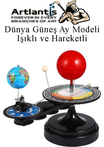 Dünya Güneş Ay Modeli Işıklı ve Hareketli 1 Adet Güneş Sistemi Deney Seti Astronomi Solar Sistem Deney Seti