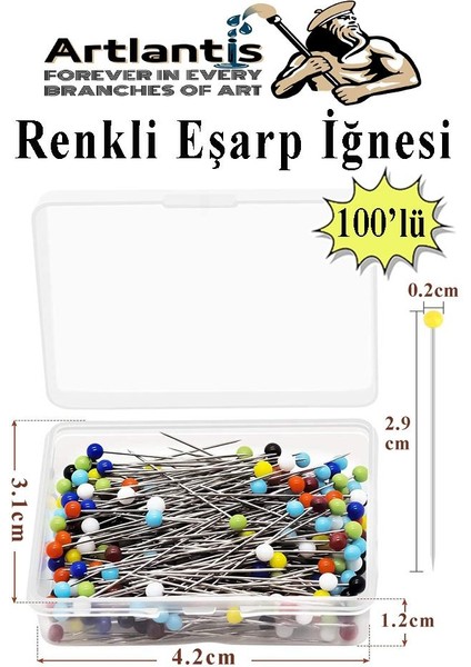 Eşarp Iğnesi Renkli 100 Lü 1 Paket Türban Iğnesi Başörtüsü Toplu Iğne Şal Düğün Nikah Nişan Kına Sünnet Takı Iğnesi