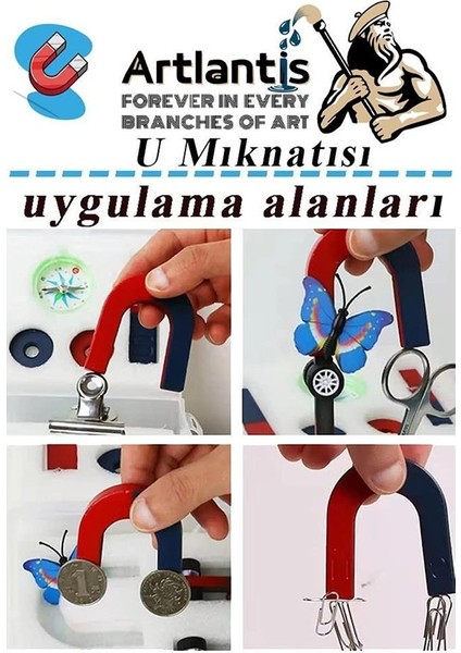 Mıknatıs Seti 10 Parça 1 Paket Deney Malzemesi Okul Projeleri Için Manyetik U I Araba Halka Mıknatıs Deney Oyun Seti