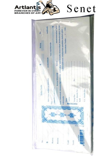 Senet Koçanı 300 Lü 1 Paket Senet Bono Borç Alacak Senedi Poşetli 12X25 cm