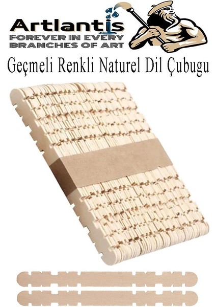 Naturel Geçmeli Dil Çubuğu Dar 150 Li Çentikli Tırtıklı Geçirmeli Eklemeli Naturel Dondurma Çubuğu Kesik Uçlu Ahşap Çubuk