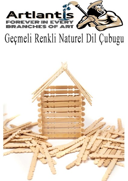Naturel Geçmeli Dil Çubuğu Dar 150 Li Çentikli Tırtıklı Geçirmeli Eklemeli Naturel Dondurma Çubuğu Kesik Uçlu Ahşap Çubuk