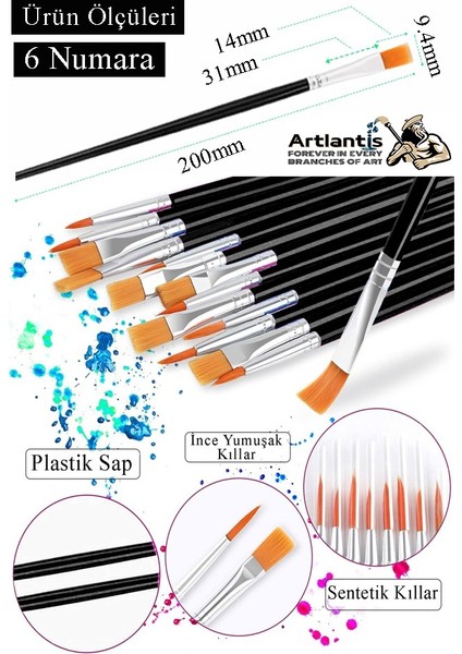 Resim Fırçası 6 Numara 5 Adet Yassı Uçlu Sentetik Resim Fırça Ekonomik Suluboya Akrilik Boya Guaj Boya Yağlı Boya fiyatları