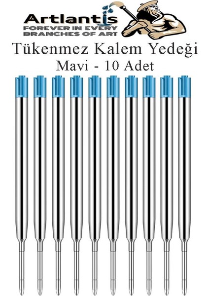 Mavi Tükenmez Kalem Yedeği 10 Adet Tükenmez Kalem Içi Yedek Mavi Metal Tükenmez Kalem Içi Okul Ofis Jel Kalem Içi