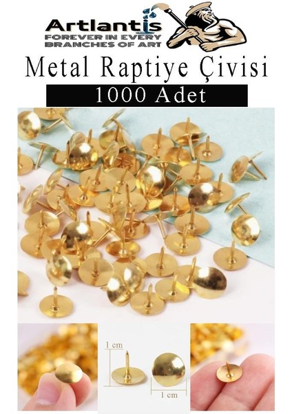 Metal Raptiye Çivisi 1000 Adet 1 Paket Perçinli Altın Sarı Raptiye Nikel Kaplamalı Ev Okul Büro Yuvarlak Raptiye