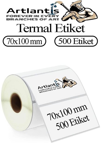 70X100 mm Barkod Etiketi Yapışkanlı 1 Adet Rulo Etiket Termal Barkot Terazi Etiketi 500 Lü Barkod Yazıcılarına Uyumludur